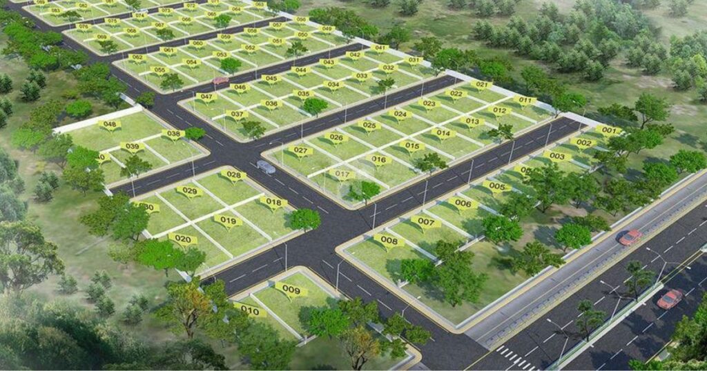 Aerial view of the development progress in Plot Buy and Sale in Capital Smart City showing modern infrastructure